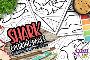 Funny Shark Coloring Pages, an Animal Illustration by Jocularity Art