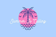 Summer is calling retro linear logo, a Branding & Logo Template by Signatoro (Thumbnail 3 of 3)