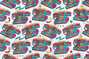 90's Vibe Telephone Seamless Pattern, a Pattern Graphic by MEDZ (Thumbnail 1 of 3)