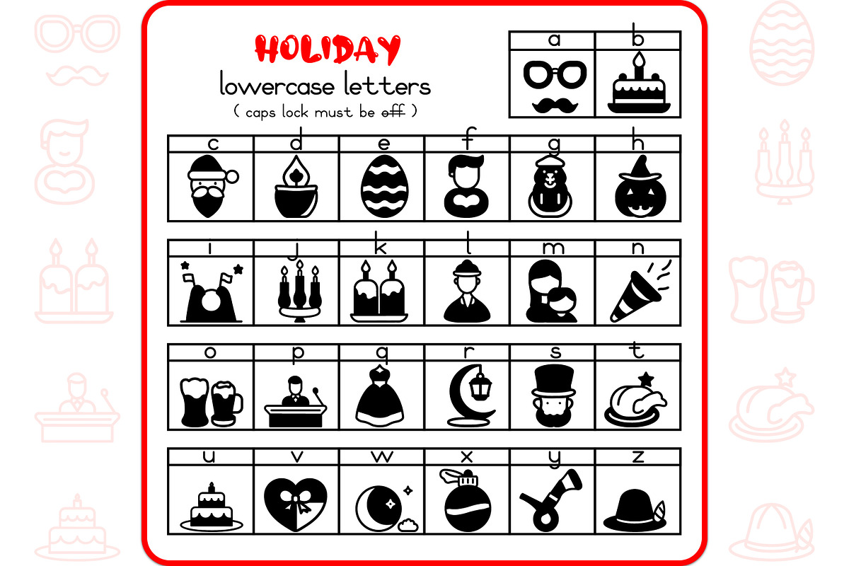 Holiday Alphabet - Dingbat Font, a Symbol Font by WADLEN (Photo 3 of 7)