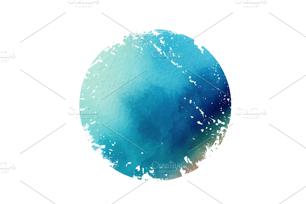 Watercolor circle blue. Abstract, an Illustration by Nenahliadava Design
