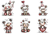Whimsical Panda Valentine Clipart, an Illustration by CraftArtStudio (Thumbnail 4 of 6)
