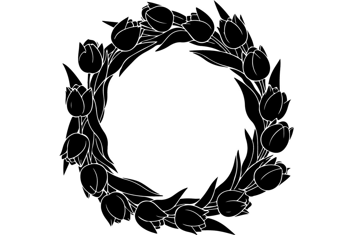 Floral Heart Circle WreathBlack Set, a Seasonal Illustration by Designer_Momina (Photo 6 of 18)