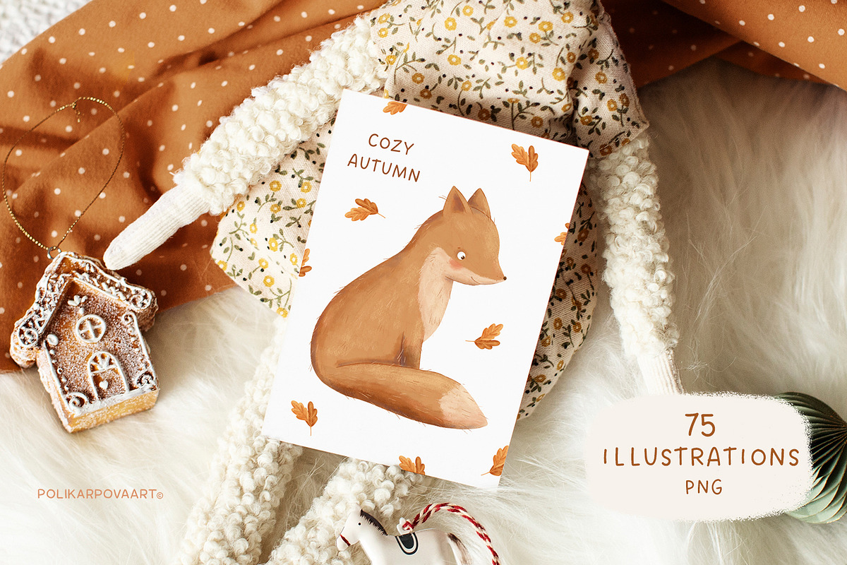 Cozy Autumn - baby clipart & pattern, a Decorative Illustration by polikarpovaart (Photo 15 of 17)