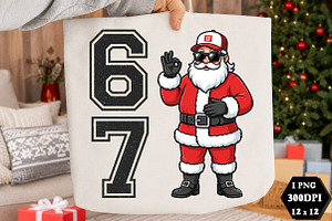 Six seven Santa Christmas PNG, a Seasonal Illustration by DreamCafeArt