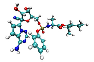 3D structure of antiviral Remdesivir, a Healthcare Illustration by Leonid Andronov