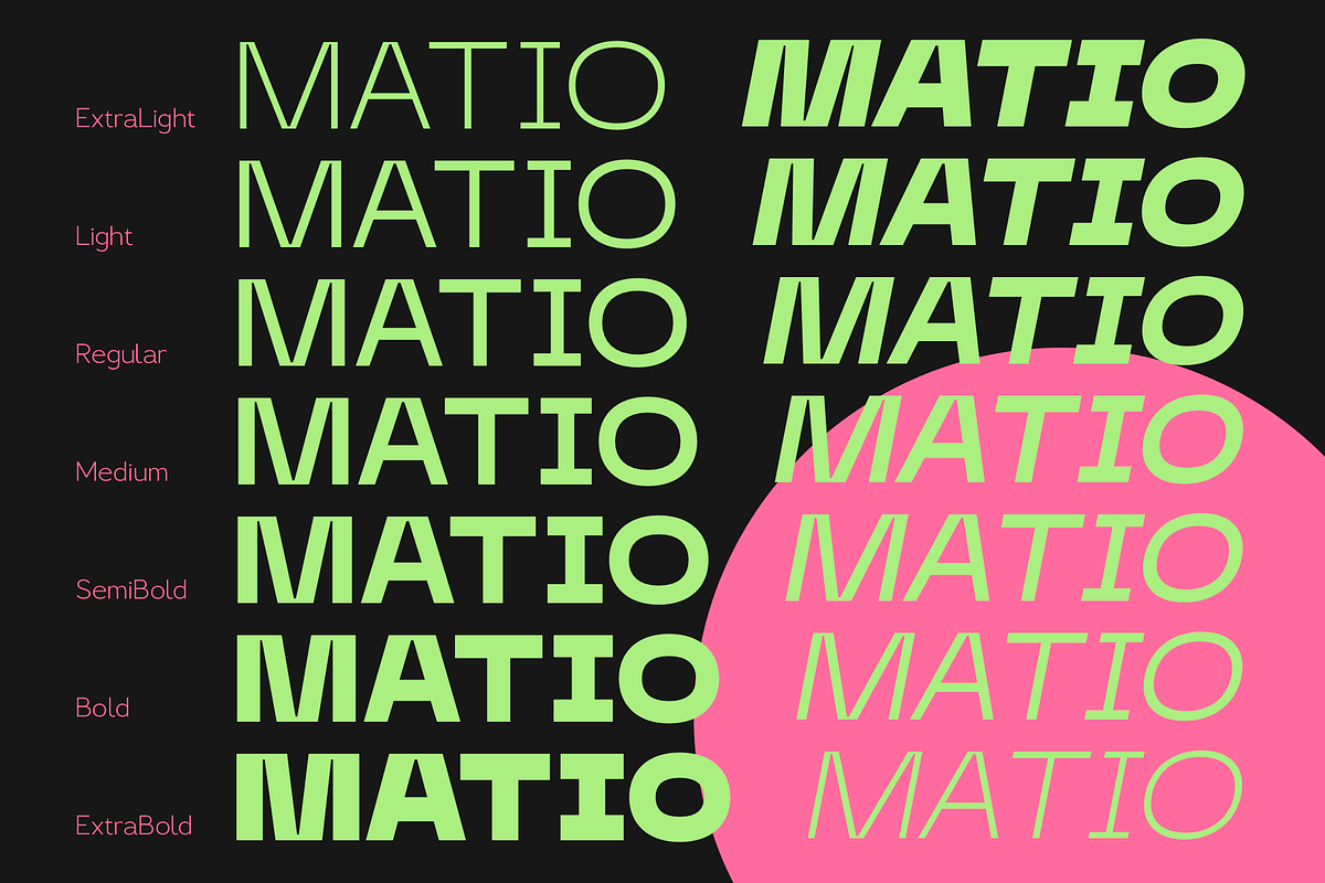 Matio | Font Family, a Sans Serif Font by Larin Type Co. (Photo 8 of 14)