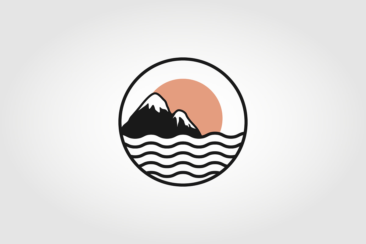 mountain and sea island scenery logo, a Branding & Logo Template by PrastHF