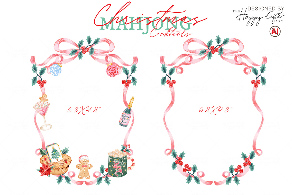 Christmas Mahjong Cocktails, a Decorative Illustration by TheHappyGiftArt (Photo 8 of 10)