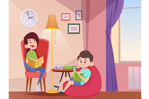 Kids reading. little person sitting, an Object Illustration by Onyx