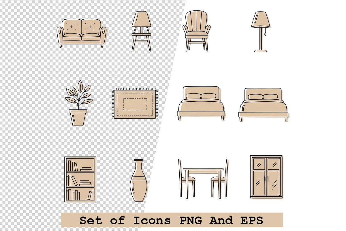 Set of  minimalist home icons vector, an Icon by one-touch