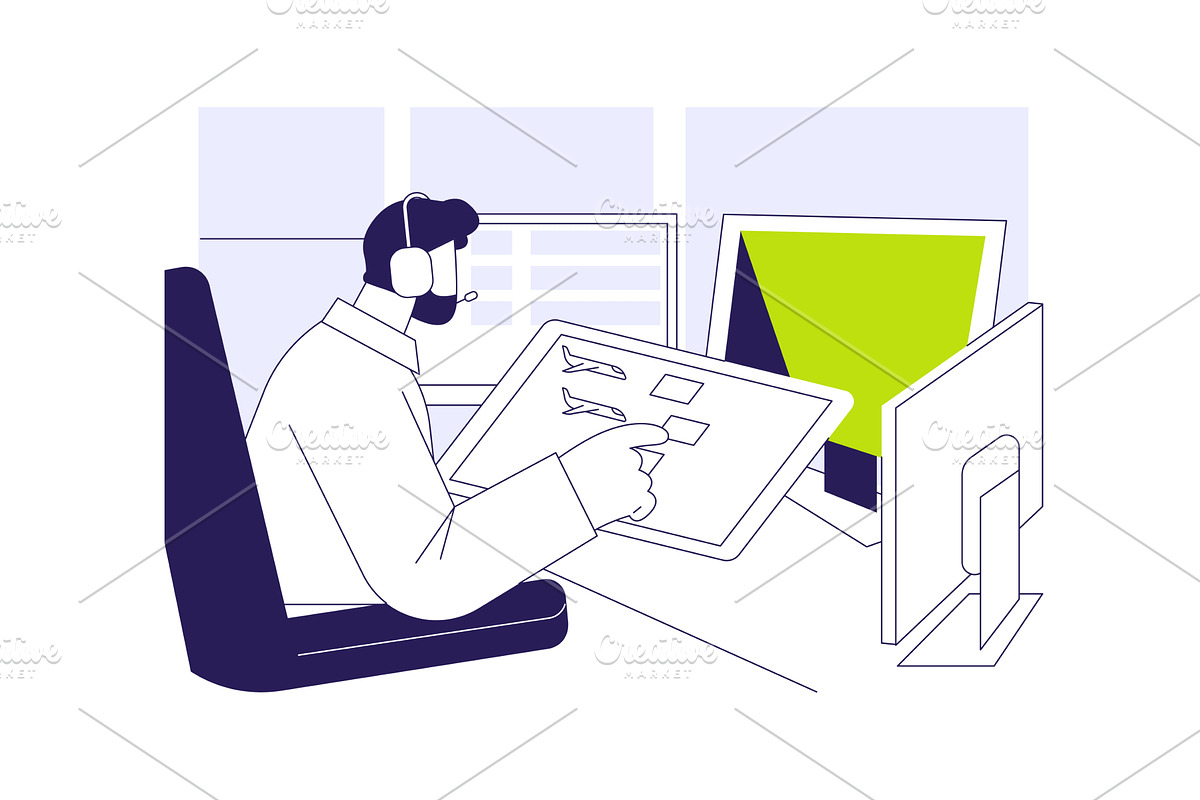 Air traffic control abstract concept, a Transportation Illustration by Visual Generation