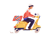 Pizza delivery stages set, a Food Illustration by Good Studio (Thumbnail 2 of 3)