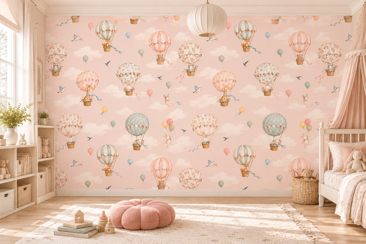 Pastel Air Balloon Nursery Wallpaper, a Wallpaper Graphic by by creative paper (Photo 9 of 14)