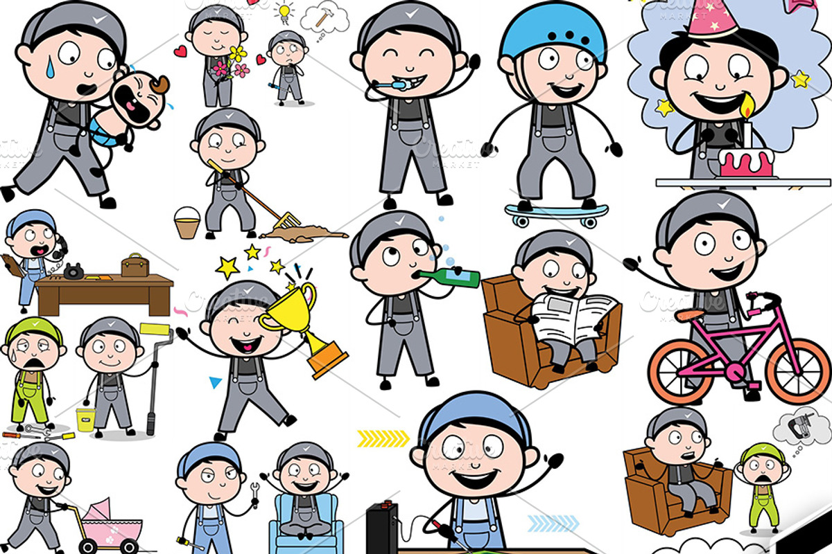 Repairman ~ Cartoon Character Set, a Person Illustration by The Toon Company (Photo 2 of 9)