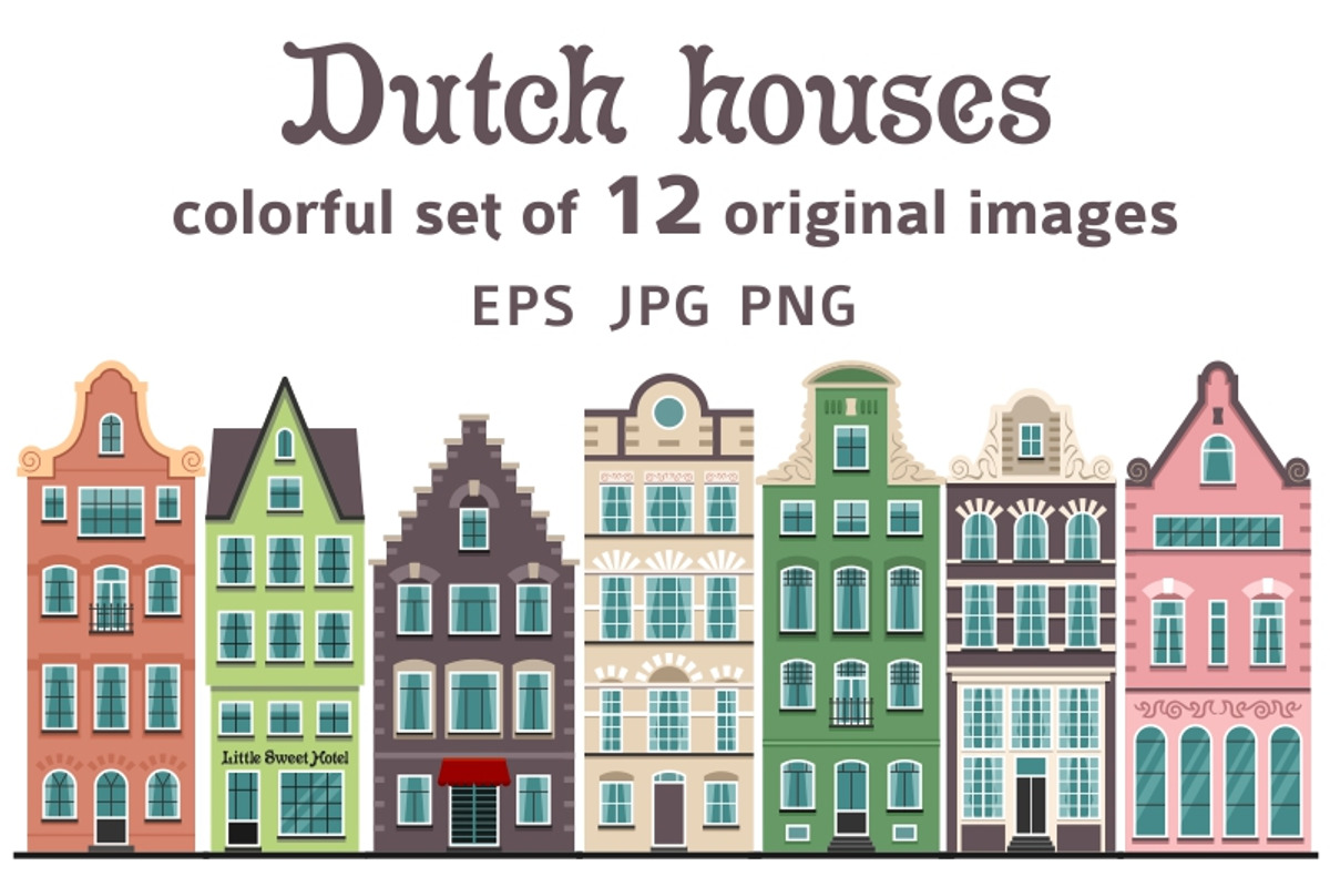 Set of 12 Amsterdam old houses, a Decorative Illustration by Primula`s shop (Photo 1 of 2)