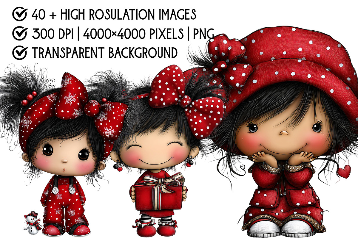Cute Christmas Baby Girl Clipart, an Illustration by Pixels.Craft (Photo 4 of 6)