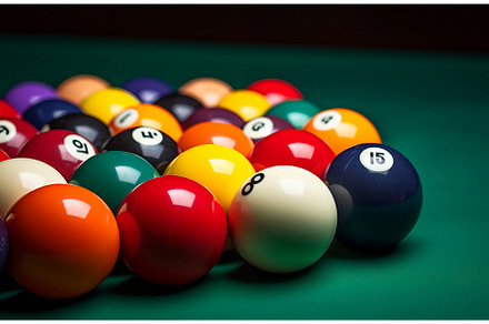 Round Many colorful billiard balls, a Sports & Recreation Photo by Ylivdesign