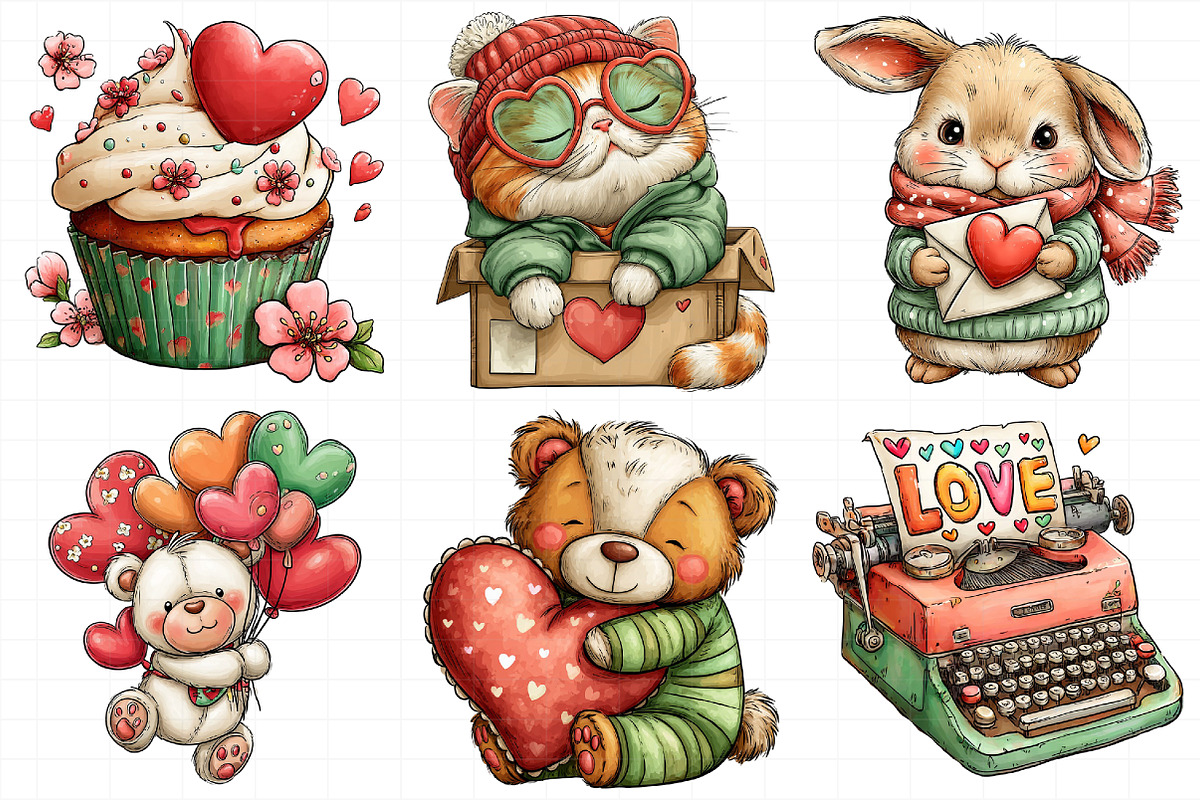 Whimsical Valentine Clipart Png, an Illustration by Daily.Designs (Photo 5 of 7)