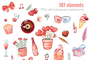 Cute Valentines day Clipart PNG, a Seasonal Illustration by Mespilia (Thumbnail 2 of 5)
