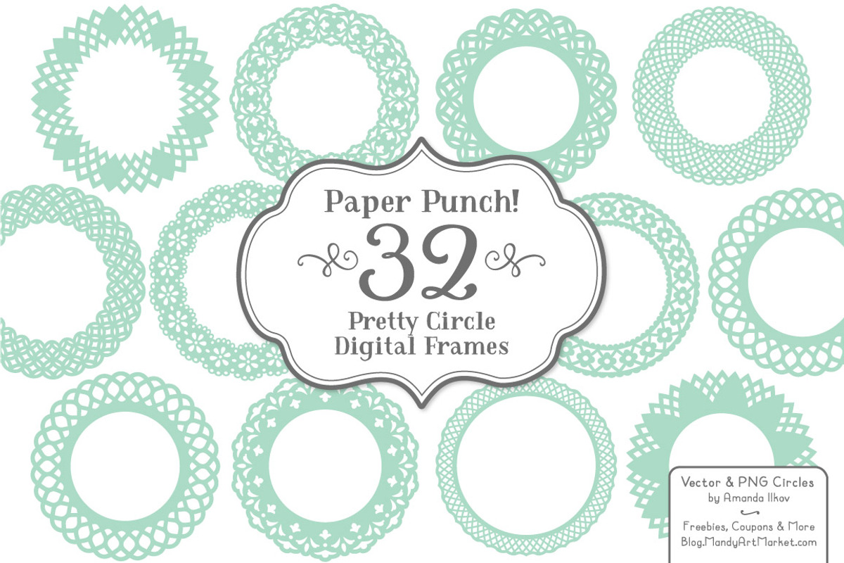 Mint Lace Circle Frames, an Illustration by Amanda Ilkov (Photo 2 of 5)