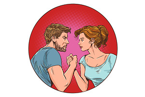 Pop Art Retro Woman and man fighting, a Person Illustration by studiostoks