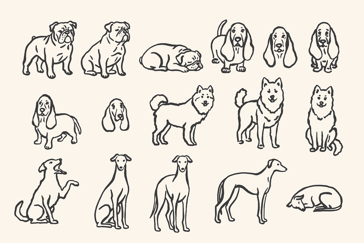 85 Hand-Drawn Dogs Procreate Stamps, a Brush Add-On by Veronika Gotovceva (Photo 4 of 8)