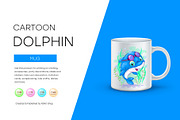Cute cartoon dolphin, Tshirt, PNG., an Animal Illustration by KENO Mascots (Thumbnail 2 of 6)