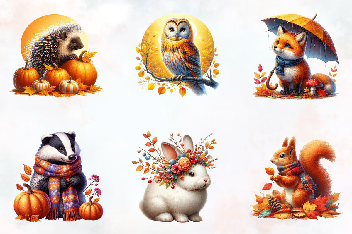 Autumn Forest Animals Sublimation, a Seasonal Illustration by RobertsArt (Photo 4 of 7)