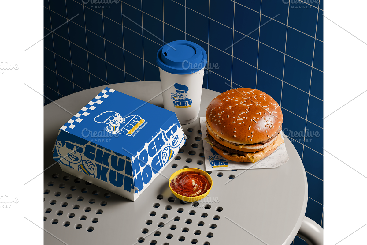 Fast Food Branding Scene Mockup, a Packaging Mockup by Mockthethics. (Photo 3 of 13)