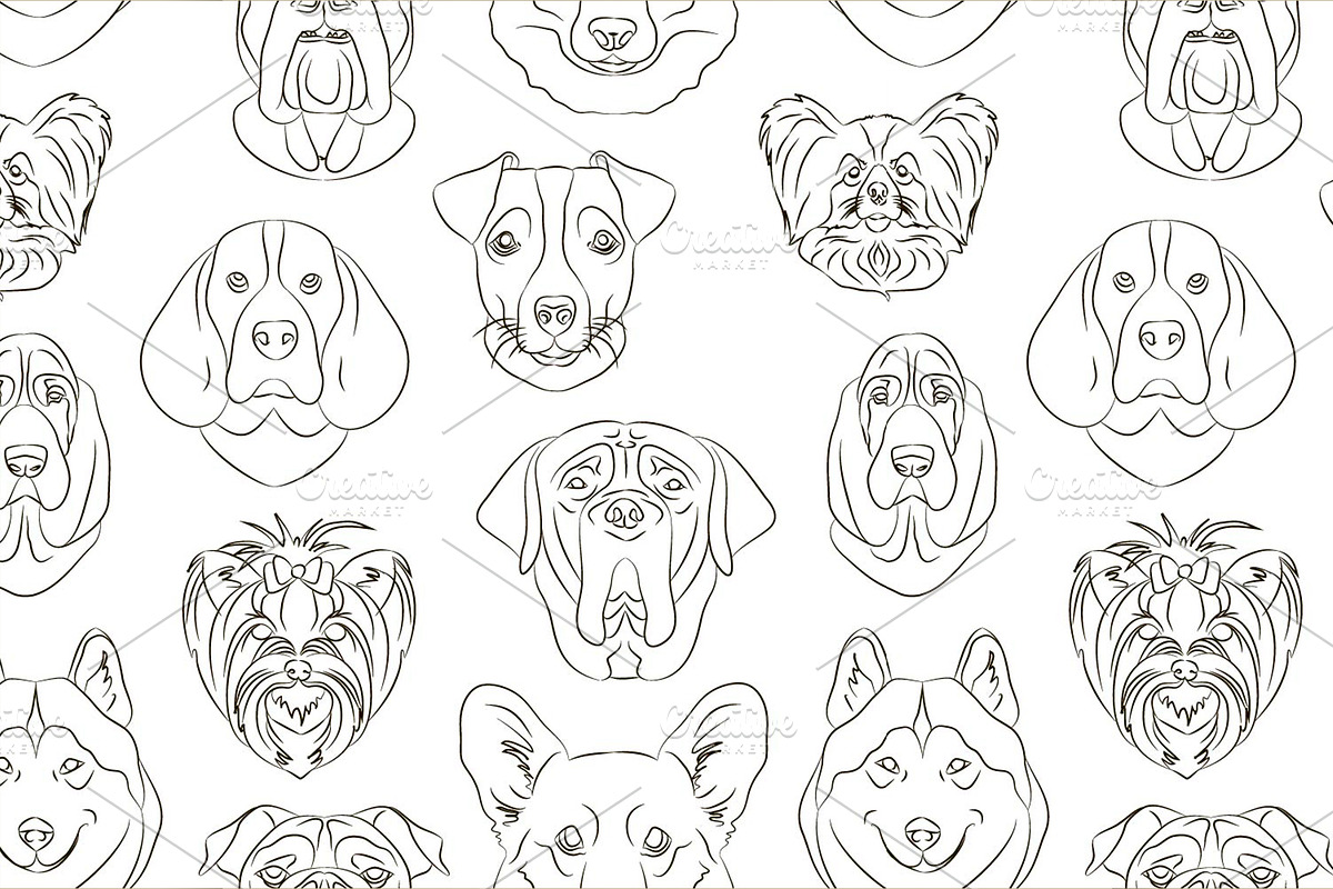 different dogs breed, a Pattern Graphic by Netkoff