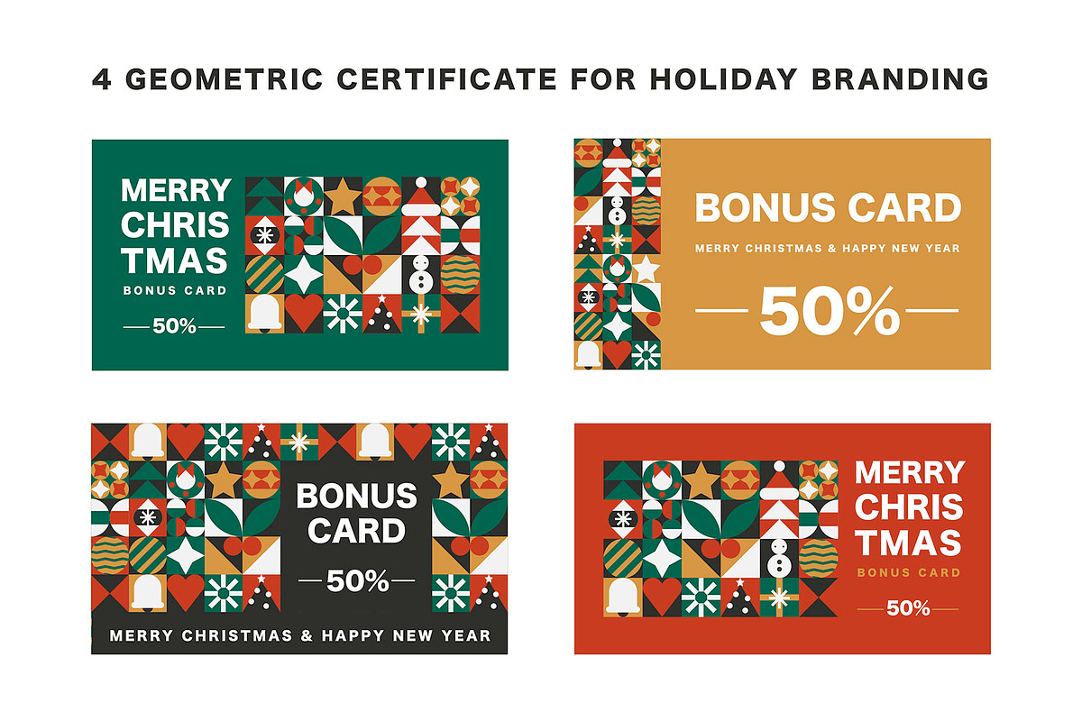 Modern Christmas Mosaic Design Set, a Seasonal Illustration by Lettering_Logo (Photo 4 of 6)