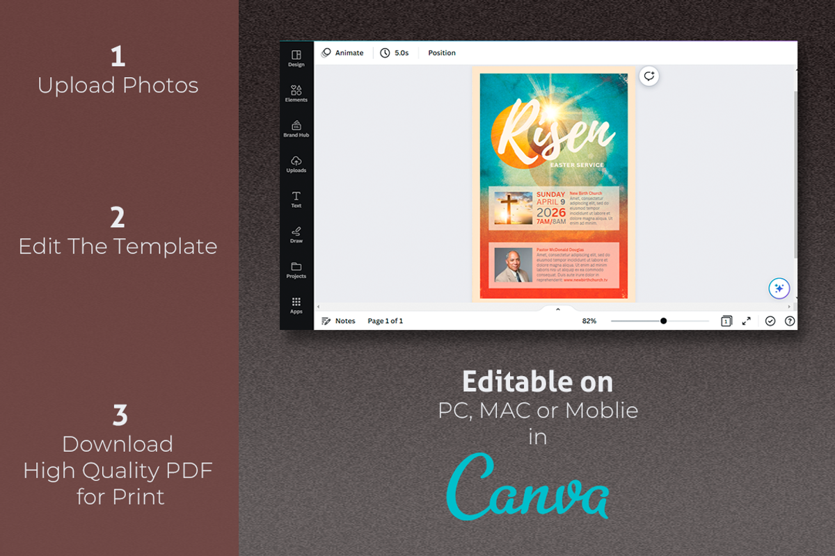 Risen Easter Service Flyer | Canva, a Flyer Template by loswl (Photo 3 of 5)