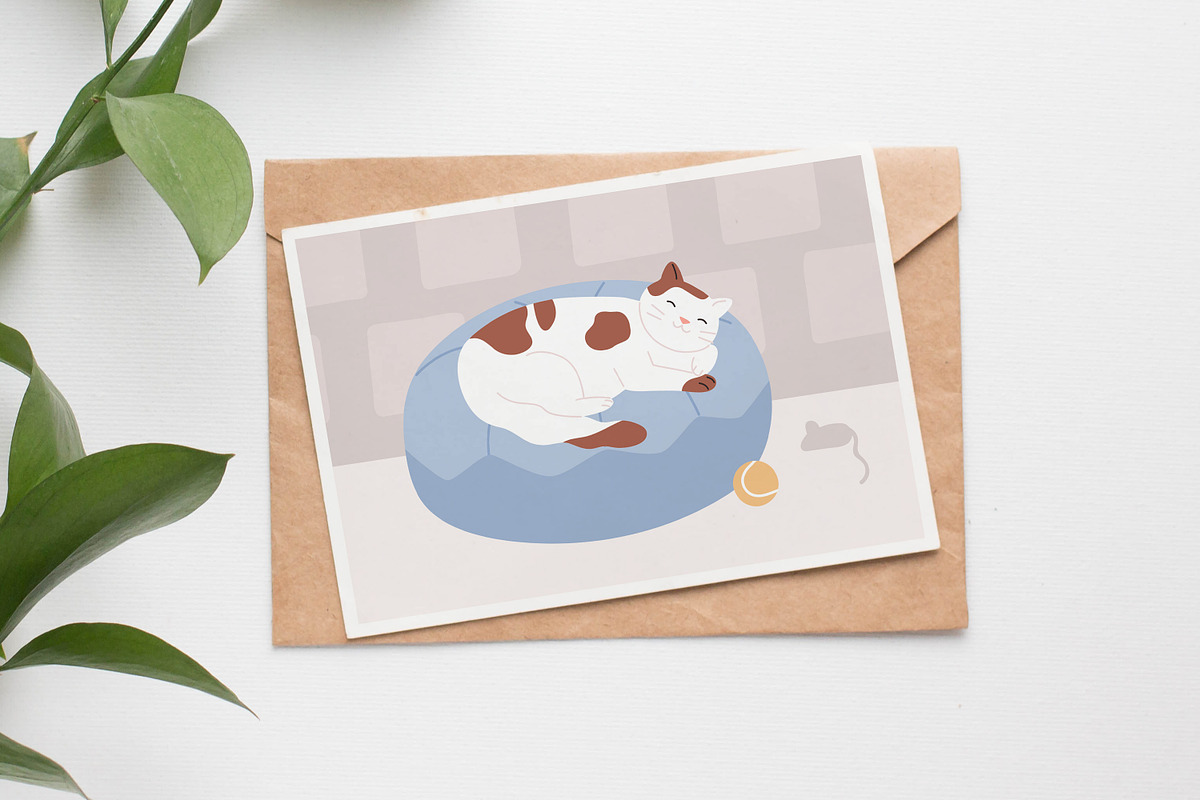 Cat sleeping on pillow, an Animal Illustration by Good Studio (Photo 3 of 3)