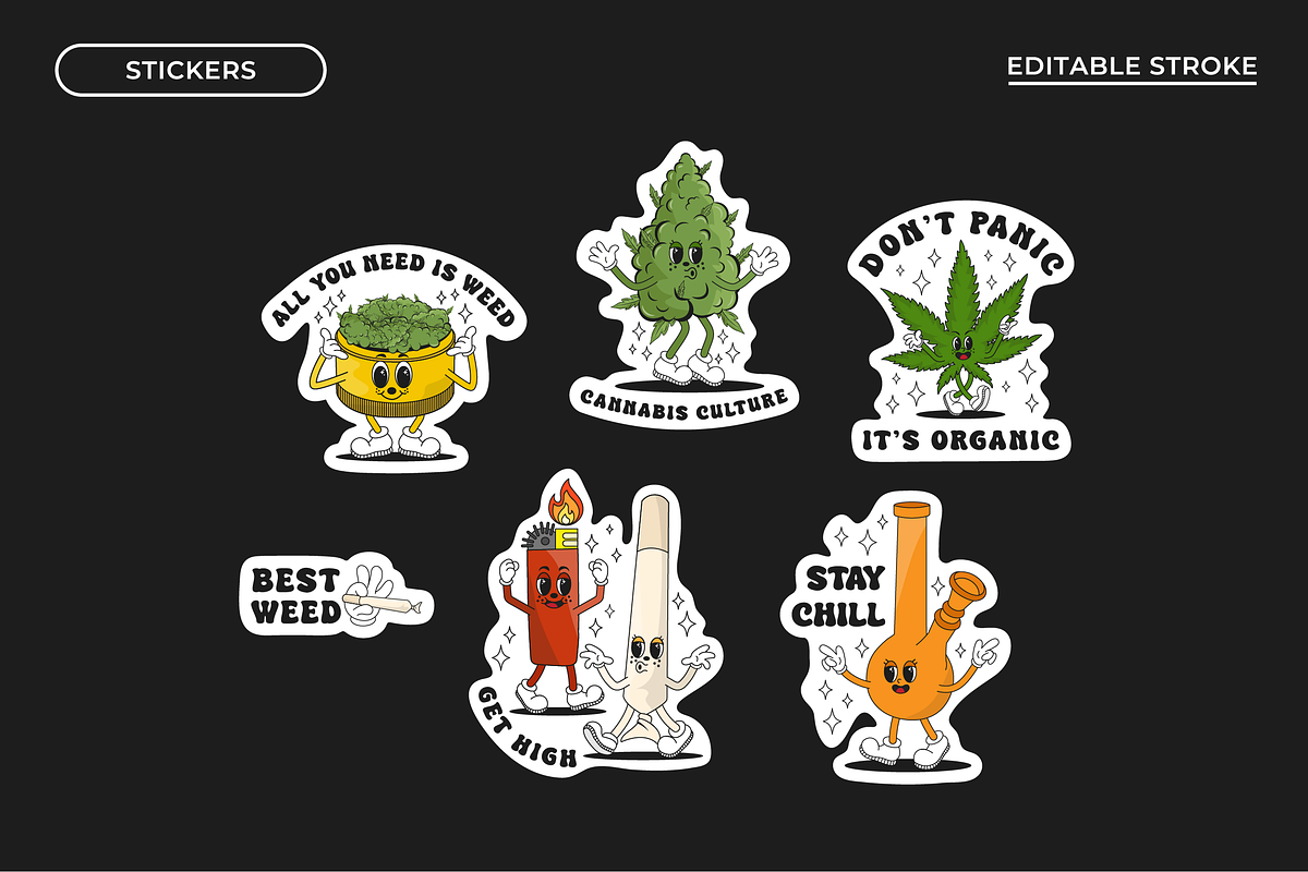 Groovy Style Cannabis Collection, an Object Graphic by semenova.sense (Photo 4 of 9)