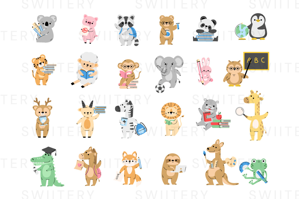 School Animal Clipart - Swiitery, an Animal Illustration by Iconixar & Friends (Photo 2 of 2)