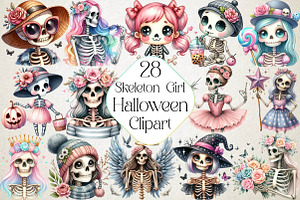 Cute Skeleton Girl PNG Clipart, an Illustration by DreamPrint404
