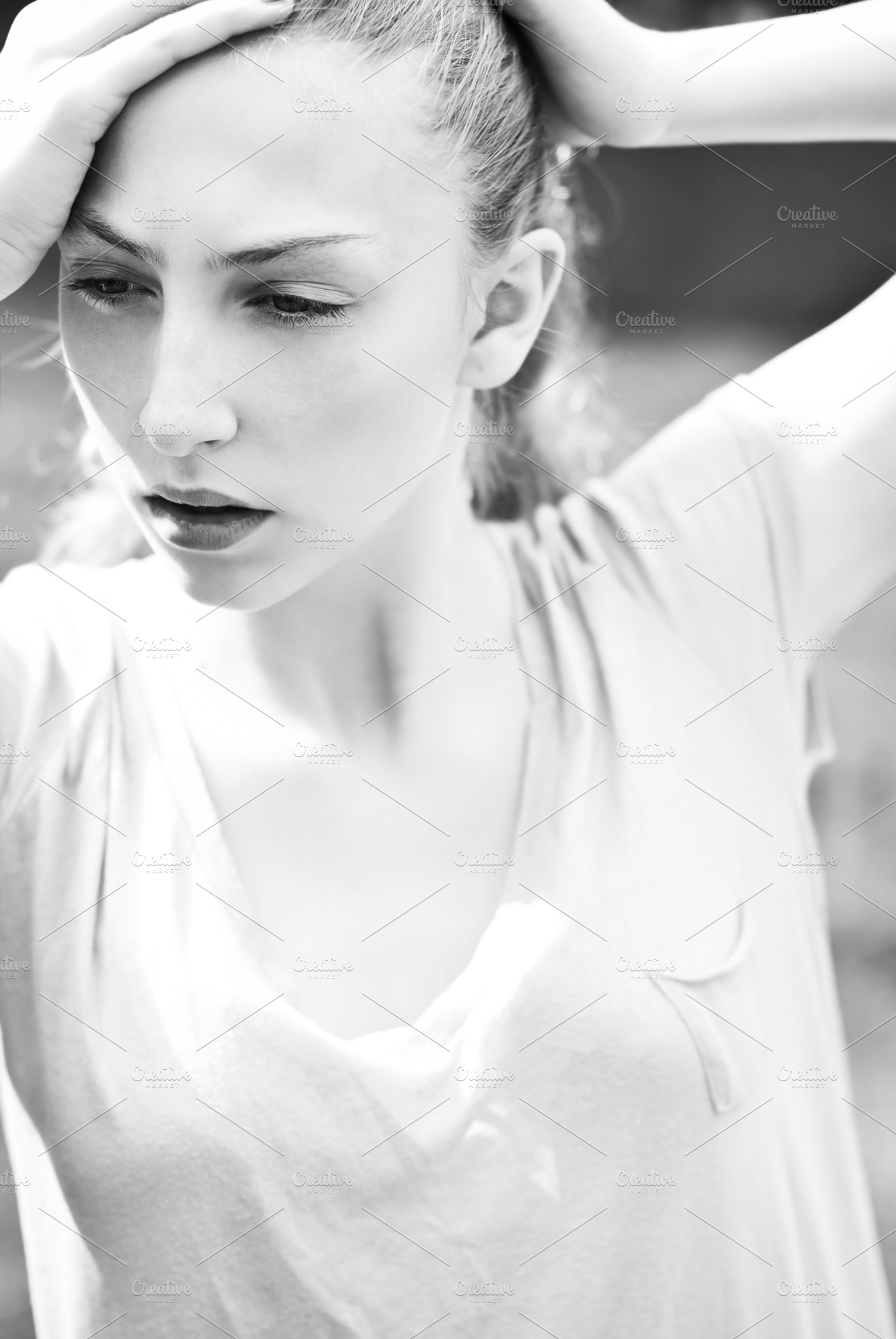 Black and white photo of a girl containing girl, female, and young, a Beauty & Fashion Photo by Aleshyn Andrei