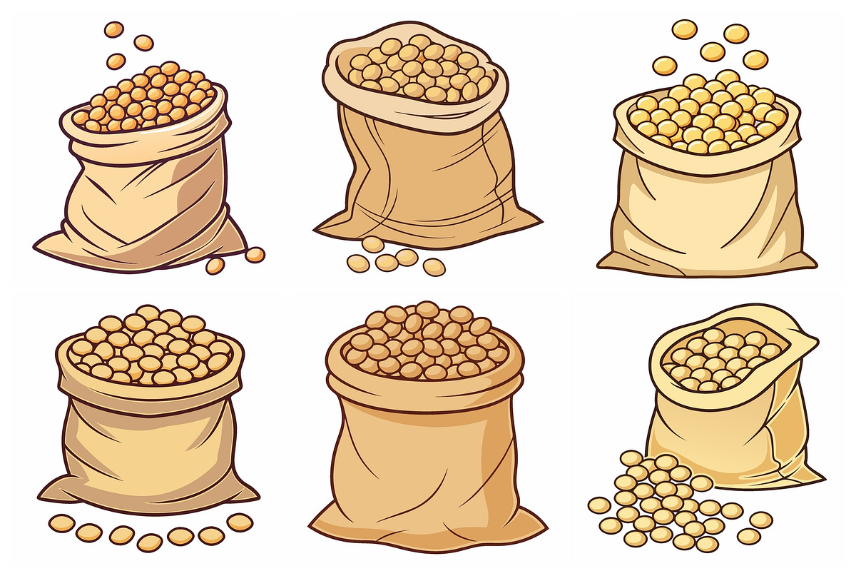 Six burlap sacks full vectors, an Object Graphic by Billah Hub