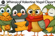 Whimsical Valentine Vogel Clipart, an Illustration by Daily.Designs (Thumbnail 1 of 8)