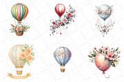 Floral Hot Air Balloons Clipart, an Illustration by DreamPrint404 (Thumbnail 2 of 3)