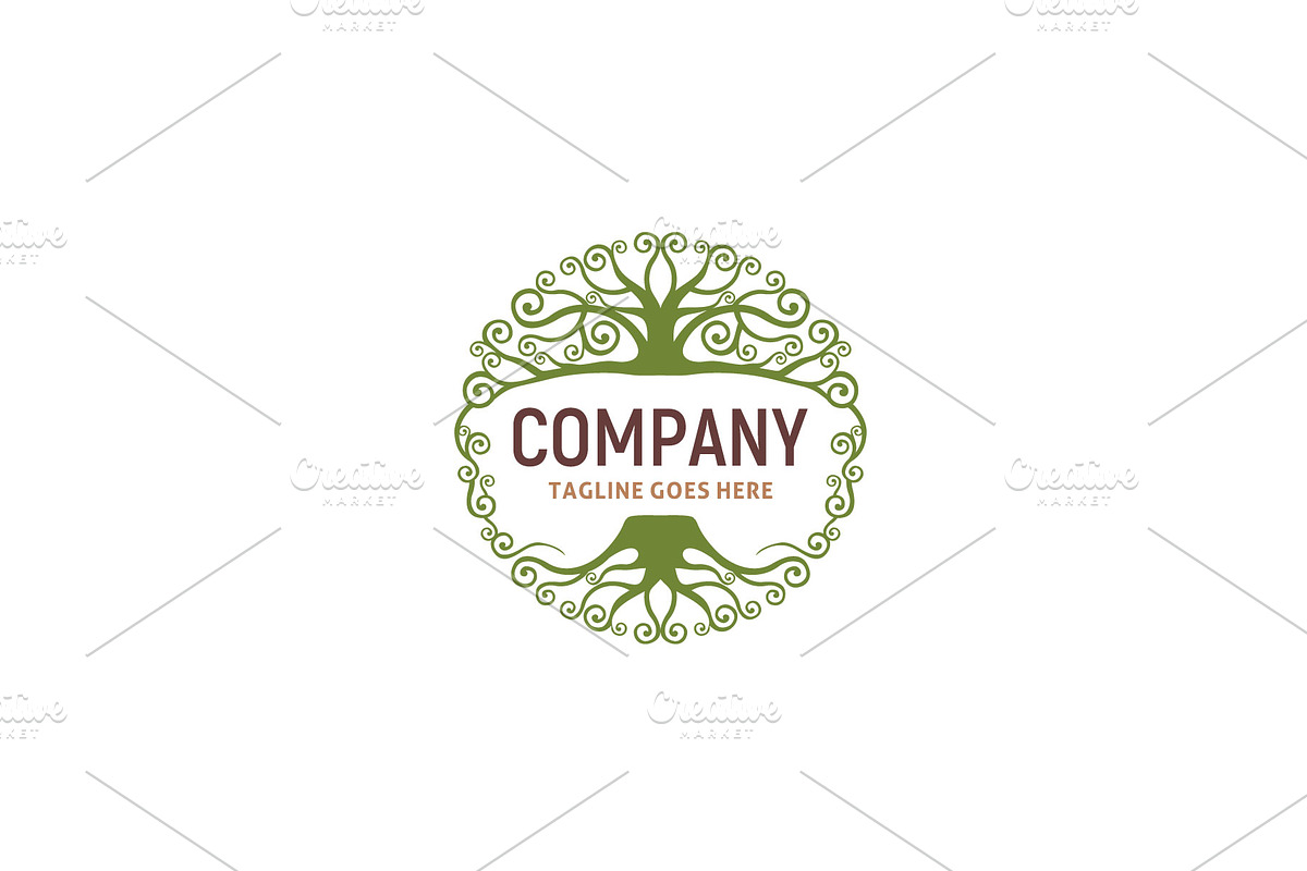 Curly leaves tree of life seal logo, a Branding & Logo Template by Enola99d