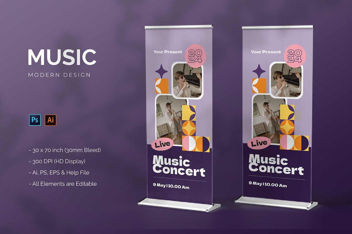 Music Concert - Roll Up Banner, a Print Template by StreaksideStd (Photo 1 of 2)