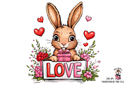 Bunny love PNG Clipart Bundle, a Graphic by Clipart Bloom (Thumbnail 6 of 12)