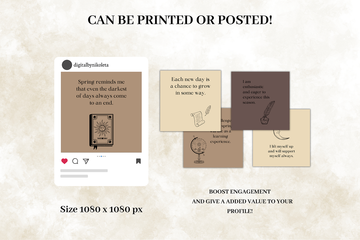 Witchy Affirmation Card Deck Set, a Design Template by Digital By Nikoleta (Photo 4 of 9)