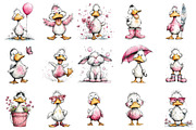 Whimsical Funny Duck Clipart, an Illustration by OK Design (Thumbnail 3 of 6)
