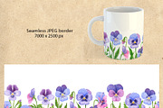 Pansy Watercolor Hand drawn set, a Decorative Illustration by KathrineWatercolor (Thumbnail 5 of 9)