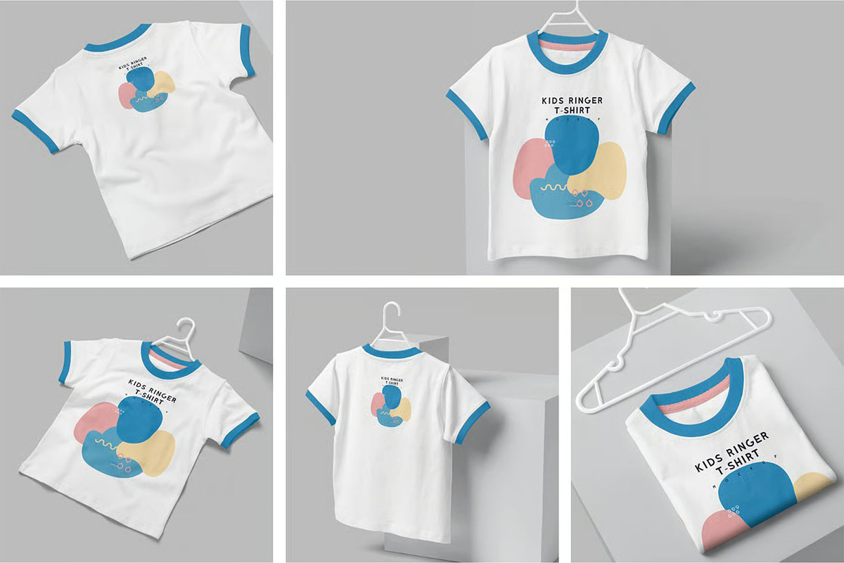 Kids Ringer Tshirt Mockups, a Shirt Mockup by megostudi0 (Photo 1 of 7)