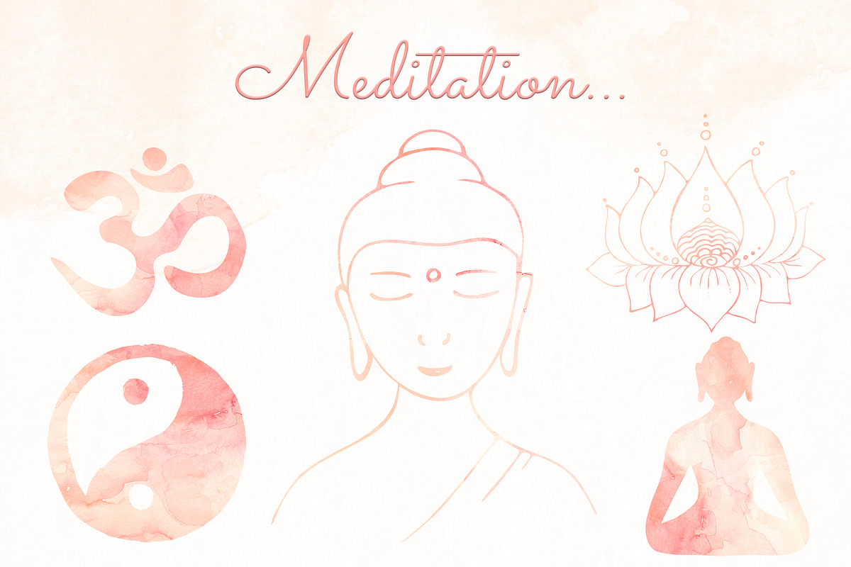 Calm Meditation watercolor clipart, an Object Graphic by SweetRenieDesigns (Photo 1 of 3)