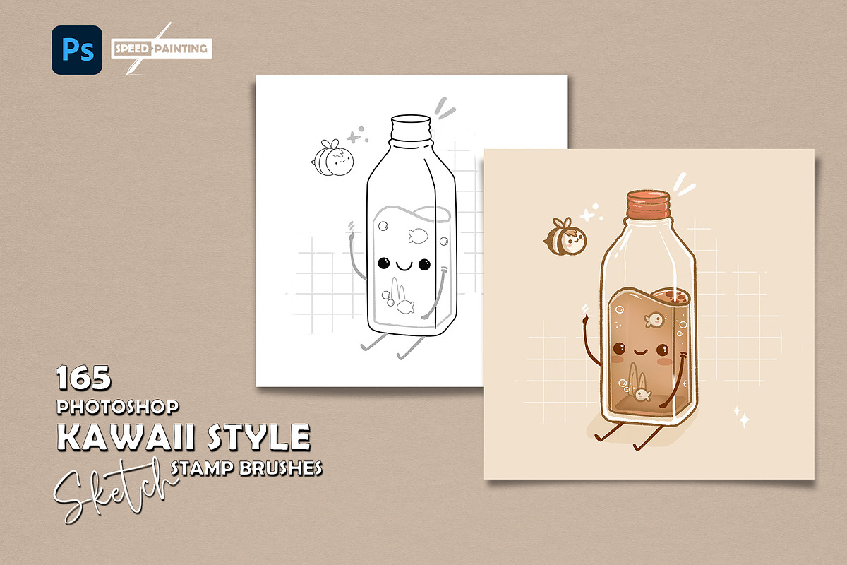 Photoshop Sketch Kawaii Stamp Brush, a Brush Add-On by MISTstudioDesign (Photo 1 of 10)